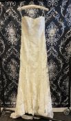 1 x LUSAN MANDONGUS 'Valli' Stunning Strapless Lace Overlay Designer Wedding Dress RRP £1,575 UK10