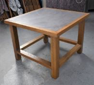 1 x Solid Oak Table With a Stone Insert Top - H77 x W100 x D100 cms