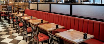 4 x Solid Oak Restaurant Dining Tables - Natural Rustic Knotty Oak Tops With Black Cast Iron Bases