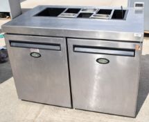 1 x Foster Two Door Prep Fridge With Salad / Pizza Topper 240v - Dimensions: H84 x W121 x D66 cms