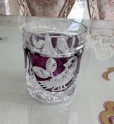 36 x Vintage HOFBAUER GERMAN LEAD CRYSTAL Red Bird Design Assorted Glasses