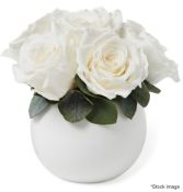 1 x ETHEREAL BLOOMS 'Maya' Bio-preserved White Roses and Vase Set - Original Price £150.00 - Ref: