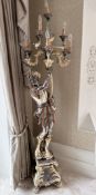 1 x ITALIAN DESIGNER Venetian Style Metal 'Blackamoor' Candelabra Lamp