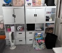 1 x White Wooden Storage Unit And Grey Tall Boy Drawer Unit