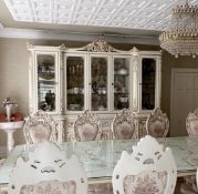 1 x Venetian Style Handcrafted Wood Tall 'Showcase' Display Unit With Glass Lockable Doors