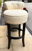 1 x BESPOKE Bar Stool In Cream And Gold Flecked Heavy Weave With Wooden Legs