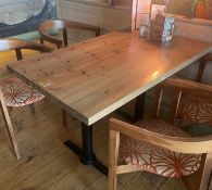 5 x Rectangular 120cm Restaurant Tables With Cast Iron Bases and Solid Wooden Tops