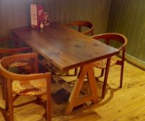 1 x Rectangular Restaurant Trestle Table With a Pine Wooden Top - Dimensions: H x W x D cms -