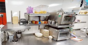 6 x Stainless Steel Wall Mounted Shelves With Wall Brackets - Approx Size 80 cms ,160 cms and 60 cms