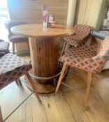 1 x Industrial Cable Drum Poser Bar Table With Foot Rest - Excellent Craftsmanship - Dimensions: H x