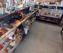 6 x Stainless Steel Back Bar Units Including Ice Wells, Speed Rails, Prep Units & Glasswasher Table