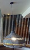 3 x Wicker Suspended Light Fittings in Charcoal Grey