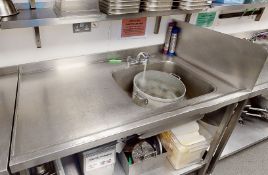 1 x Stainless Steel Right Hand Sink Basin Unit With Large Bowl, Mixer Tap and Anti Spill Surface