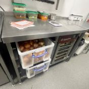 1 x Stainless Steel Commercial Kitchen Prep Bench With Tray Runners