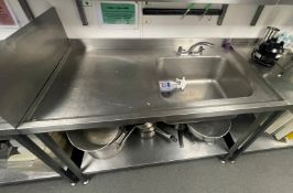 1 x Stainless Steel Right Hand Sink Basin Unit With Large Bowl, Mixer Tap and Anti Spill Surface