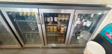 1 x Gamko Triple Door Backbar Bottle Cooler - Stainless Steel Finish - Approx RRP £2,600