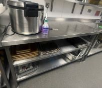 1 x Stainless Steel Commercial Kitchen Prep Bench With Undershelves