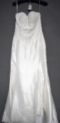 1 x REBECCA INGRAM Strapless Lace & Satin Fishtail Designer Wedding Dress Bridal Gown RRP£1,600 UK12