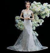 1 x ANNA SUL Y 'Zannab' Elegant Lace And Chiffon Designer Wedding Dress Bridal Gown RRP £1,450 UK 12