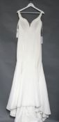 1 x MORI LEE Satin Fishtail Sweetheart Neckline Designer Wedding Dress RRP £1,050 UK12