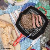1 x LE CREUSET Signature Enamelled Cast Iron Square Grillit In Cerise (26cm) - Original Price £179.