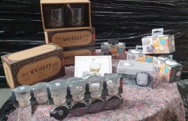 14 x Assorted Lot of Whiskey Tumblers, Tumbler Sets, Skull Shot Glass Sets and Football Ice Ball