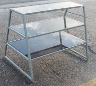1 x Commercial 3-Tier Tapered Shop Retail Display Unit With Tinted Glass Shelves - Recently