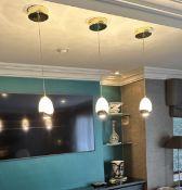 3 x Illuminati 'Terrene' Single Pendant Lights With Champagne Bubble Glass Shade And Gold Finish -