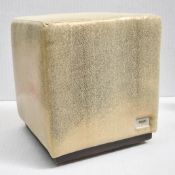1 x FENDI CASA Signature FF Logo Pouff, Uphostered In A Premium GOLD Metallic Fabric - Ref: CNT783/