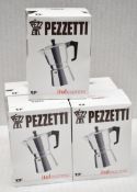 5 x PEZZETTI Italexpress Aluminium Stove Top 6-Cup Moka Pots - Unused Boxed Stock - Ref: HAS2392-
