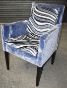 8 x Bespoke-made Contemporary Velvet Upholstered Quilted Armchairs With Upholstered Seat Pads