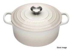 1 x LE CREUSET Round Cast Iron Casserole Dish - Meringue - 24Cm - Boxed - Original RRP £225.00