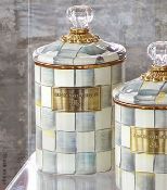 1 x MACKENZIE-CHILDS Hand-painted Medium Sterling Check Canister (21.5cm) - Original Price £120.00 -