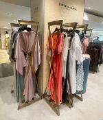 A Pair Of Bespoke Tall Art-Deco-style Freestanding Clothing Rails, With A Chic Twisted Cross Design,