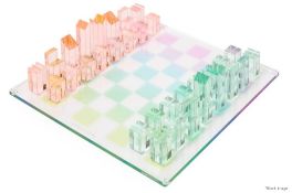1 x SUNNYLIFE Lucite Chess and Checkers Set - Original Price £199.00 - Unused Boxed Stock - Ref: