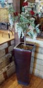 1 x Floor Standing Tall Planter With Artificial Plant