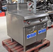 1 x Angelo Po Twin Tank 80cm Gas Fryer With Tank Covers - Stainless Steel Exterior