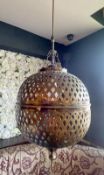 4 x Mexican Inspired Suspended Pendant Lights - Perforated Metal Shades