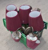 Assorted Collection of Light Fixtures Including 4 x Table Lights and 5 x Wall Lights