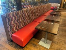 1 x Restaurant Seating Bench With Faux Leather Seat Pads and Abstract Zig Zag Fabric Back Rests