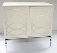 1 x JUSTIN VAN BREDA 'Margot' Beskoke 2-Door Cream Sideboard In Cream, With Stainless Steel Fretwork