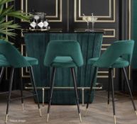 1 x EICHHOLTZ Bolton Bar Counter With A Green Velvet Frontage And Brass Foot Rail - RRP £1,980