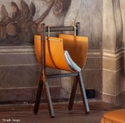 1 x POLTRONA FRAU 'Ren' Canaletto Walnut Magazine Rack With Leather Saddle - Original RRP £2,280