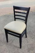 25 x Restaurant Dining Chairs - Ladder Back Chairs Finished in Black With Cream Leather Seat Pads
