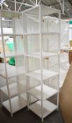 5 x Tall 2.1-Metre Tall 5-Tier Display Unit In White Featurnig A Sturdy Metal Frames - Ex-Display