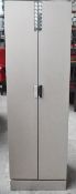 1 x SELVA 'Lui & Lei' Solid Wood 2 Door Jewelry Cabinet In Gray Veneer With Swarovski Crystals