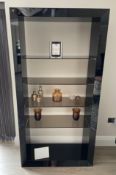1 x NATUZZI Piano Black Shelving Unit / Room Divider, With Smoked Glass Shelving - CL785 - NO VAT
