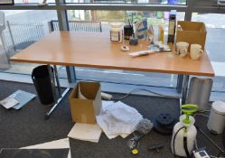 1 x Beech Office Table With Chrome Folding Legs - Size: H78 x W160 x D80 cms