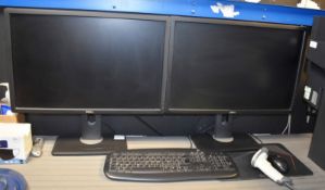 2 x Dell 24 Inch Flatscreen Monitors - Model U2412M - Includes Power Cables and VGA Leads