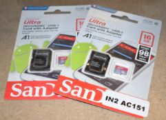 2 x Sandisk Ultra 16gb Micro SD Cards - New Boxed Stock